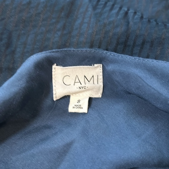 CAMI NYC Top Lenore ONE SHOULDER STRIPED Blue COTTON SILK BLEND Shirt Sz S - Picture 9 of 13